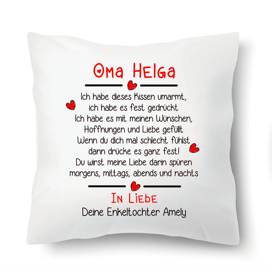 Kissen rot Oma Ich habe dieses Kissen Umarmt In Liebe Enkel