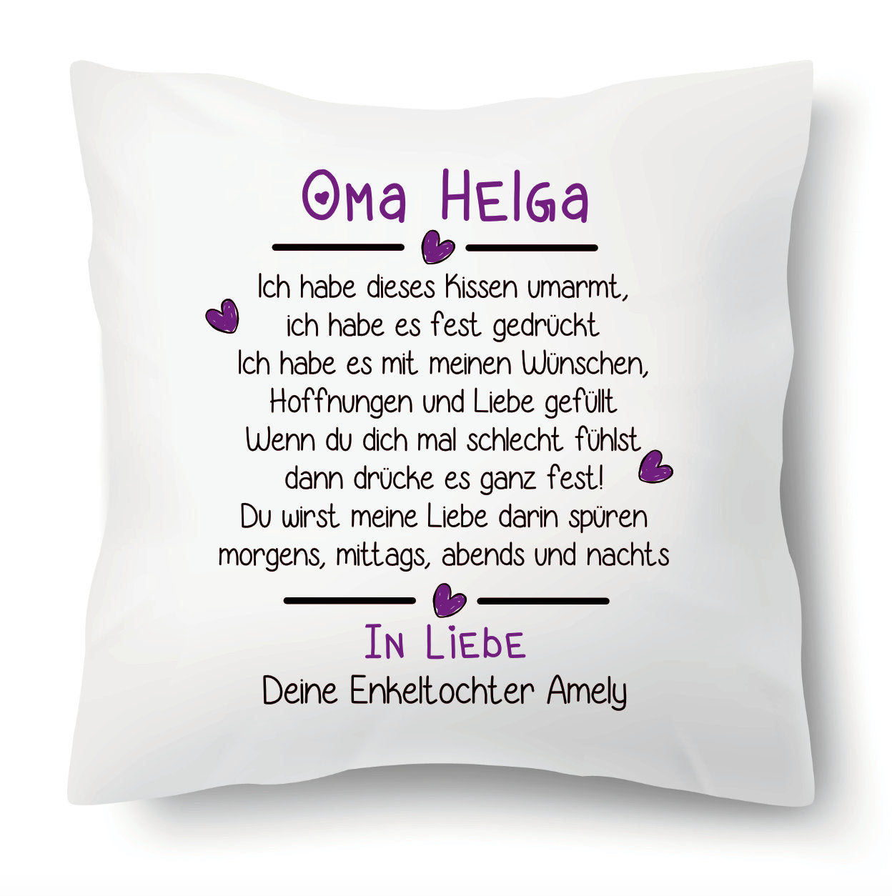 Kissen - Oma Ich habe dieses Kissen umarmt In Liebe Enkel lila
