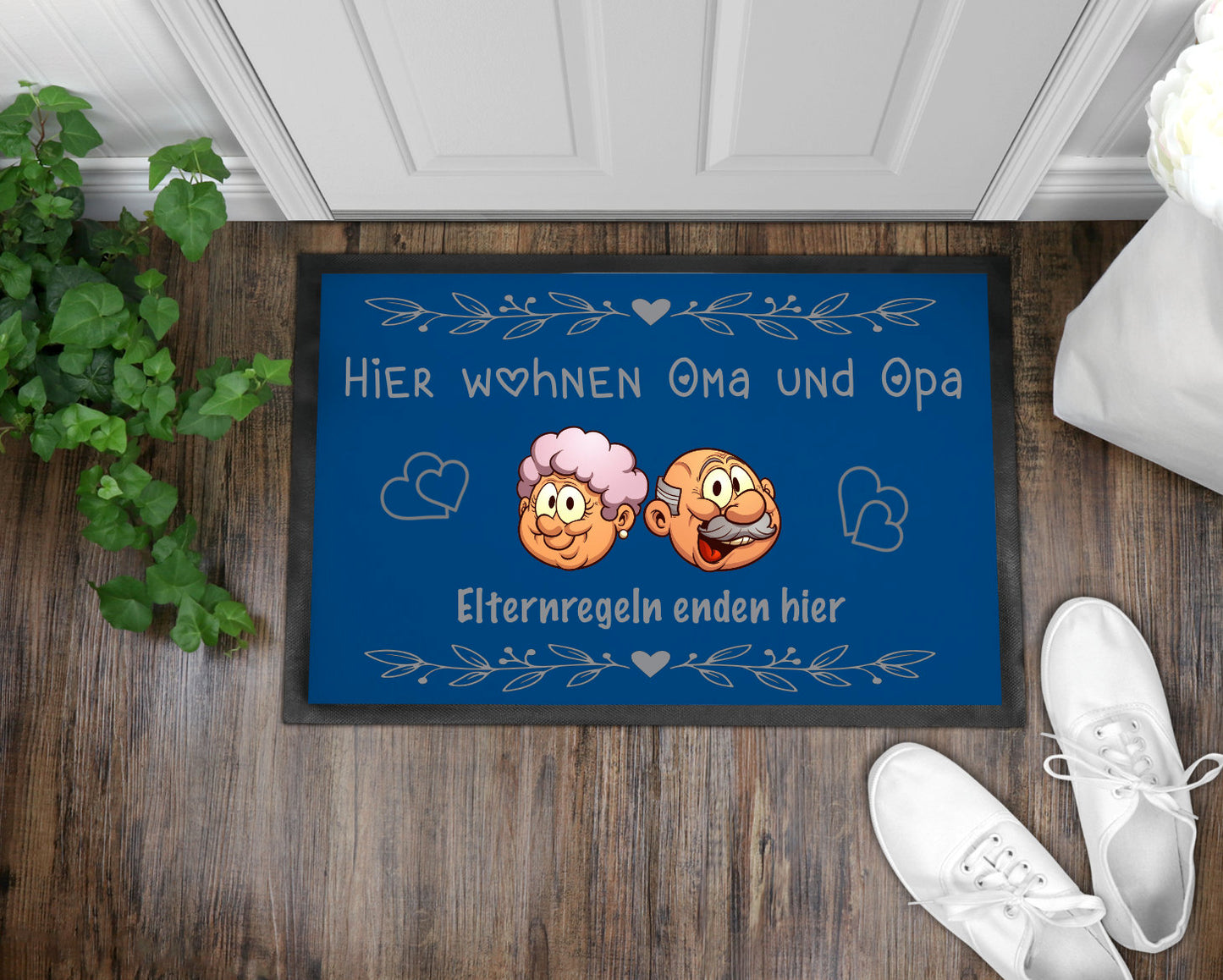 Fußmatte bunt Name Hier wohnen Oma und Opa Elternregeln enden hier
