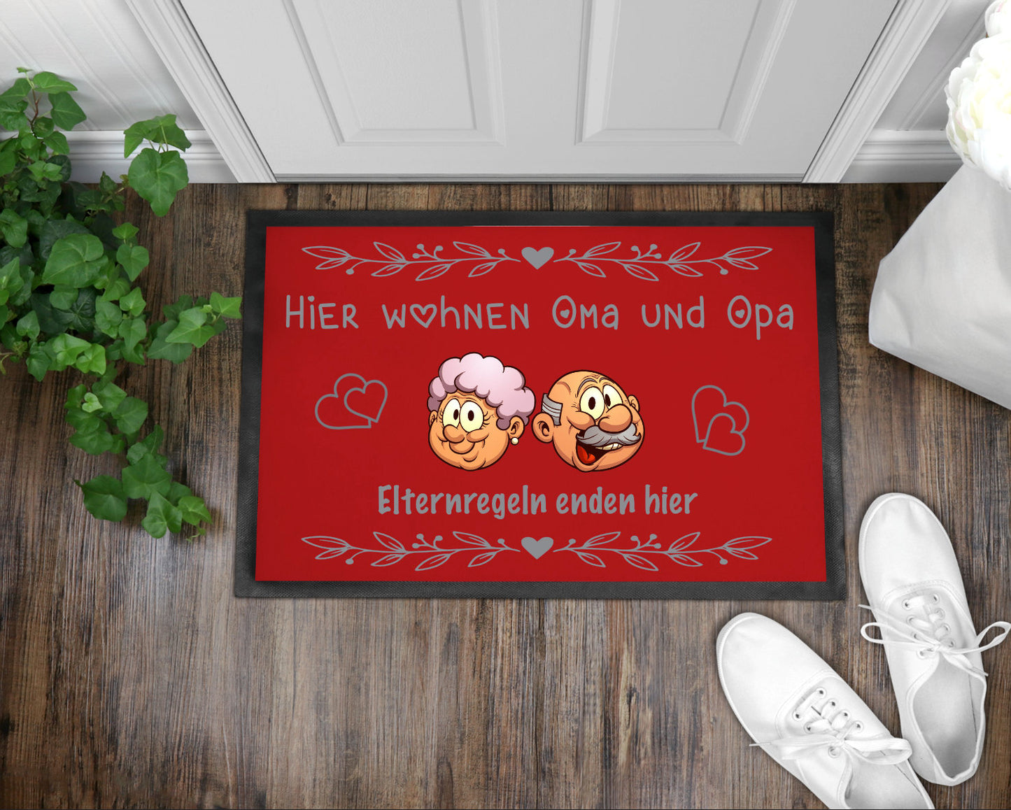 Fußmatte bunt Name Hier wohnen Oma und Opa Elternregeln enden hier