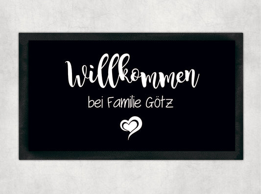 Stufenmatte Willkommen bei Familie und deinem Wunschnamen