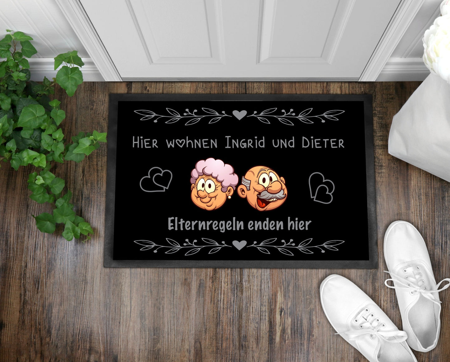 Fußmatte bunt Name Hier wohnen Oma und Opa Elternregeln enden hier