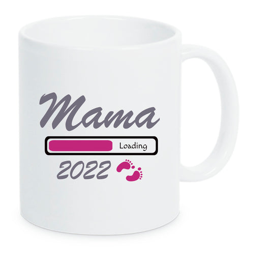 Tasse Mama 2022 Loading Pink Weiße Tasse bald werdende